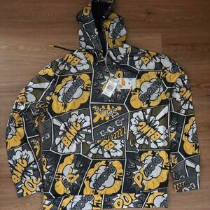 Graphic Pop Art Hoodie – Grey/Yellow – Size Large – Brand New